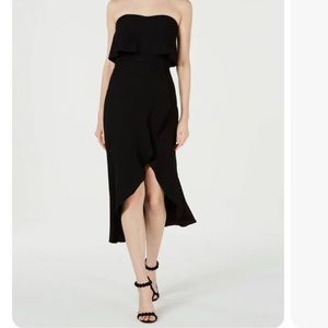 XSCAPE Womens Black Sleeveless Sweetheart Neckline Midi Hi-Lo